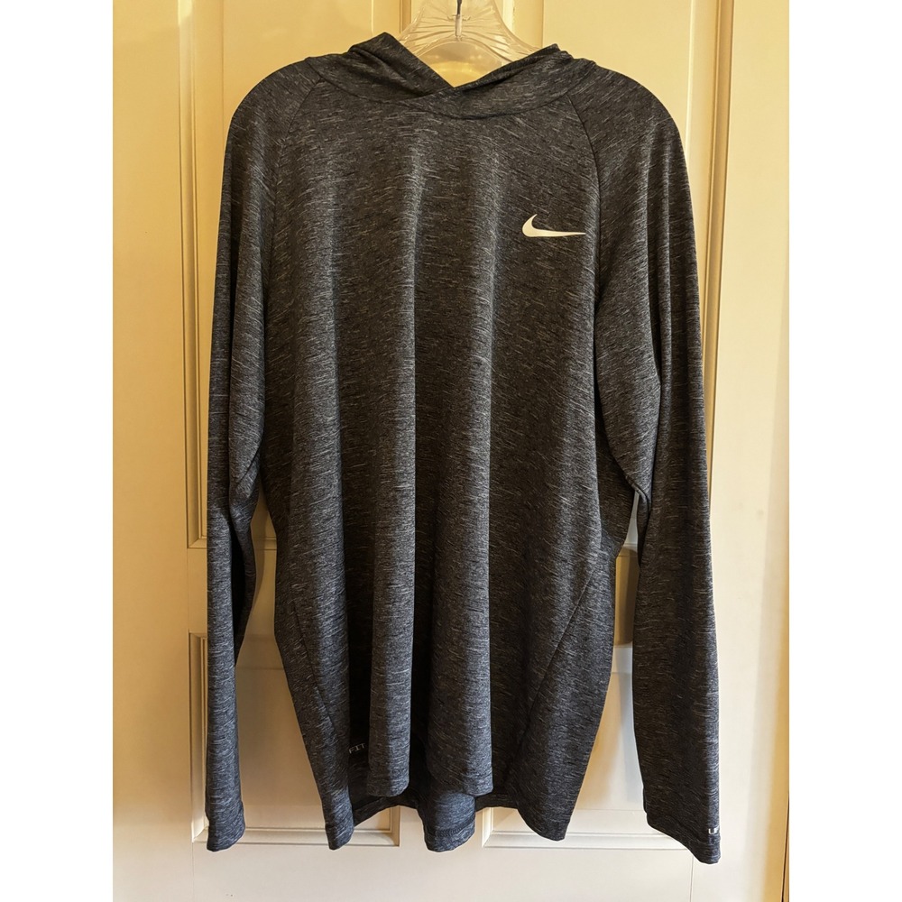 Nike Swim Dri-FIT Hoodie Mens XL Charcoal Grey Heathered Long Sleeve UPF 40+